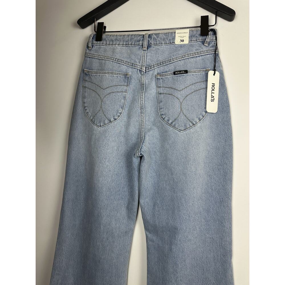 NWT Rollas Heidi Ankle Old Stone Jeans Blue Denim Distressed High Rise Size 30 - Picture 14 of 16